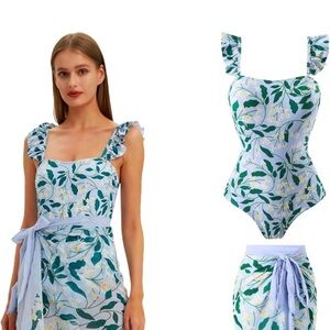 One piece bathing suit with surong, Large